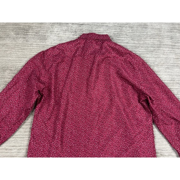 Nine West Shirt Mens XL Red Patterned Button Up Long Sleeve Slim Fit Casual - Picture 8 of 11